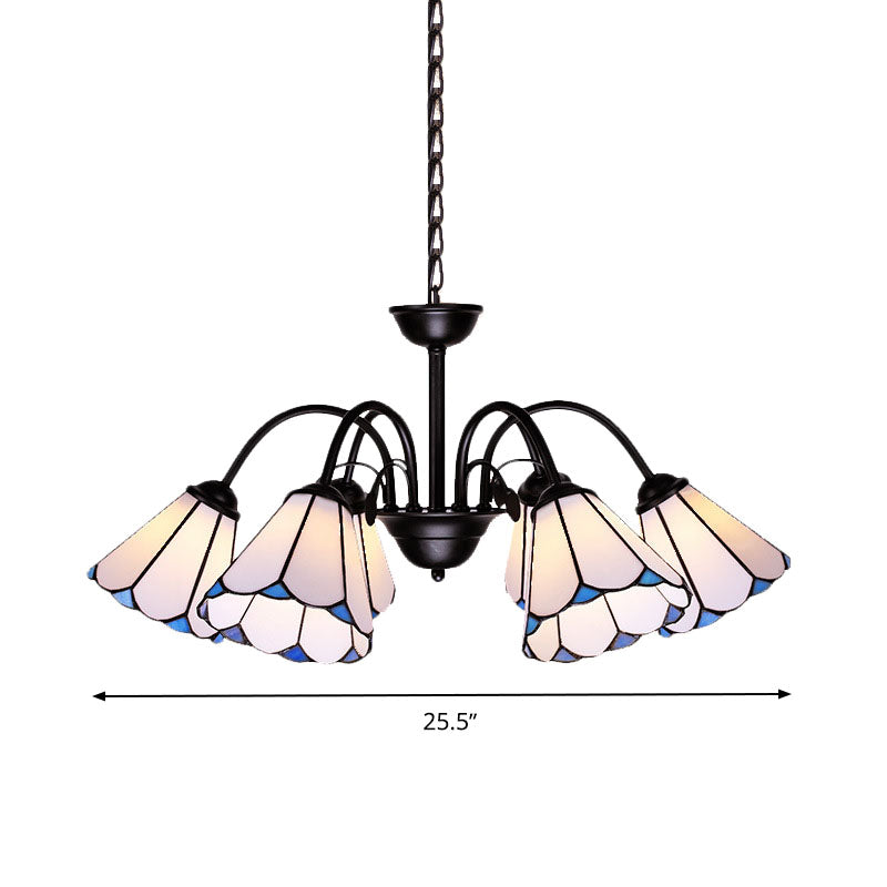 6/8 Lights Conical Chandelier Lighting Baroque Black Cut Glass Ceiling Pendant Light for Living Room Clearhalo 'Ceiling Lights' 'Chandeliers' 'Industrial' 'Middle Century Chandeliers' 'Tiffany Chandeliers' 'Tiffany close to ceiling' 'Tiffany' Lighting' 331424