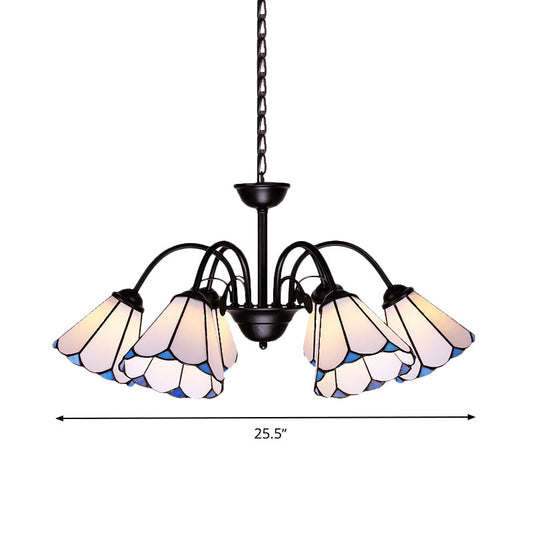 6/8 Lights Conical Chandelier Lighting Baroque Black Cut Glass Ceiling Pendant Light for Living Room Clearhalo 'Ceiling Lights' 'Chandeliers' 'Industrial' 'Middle Century Chandeliers' 'Tiffany Chandeliers' 'Tiffany close to ceiling' 'Tiffany' Lighting' 331424