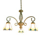 Arched Chandelier Lighting Fixture 5/6/8 Lights White/Blue Glass Tiffany Stylish Hanging Pendant for Bedroom Clearhalo 'Ceiling Lights' 'Chandeliers' 'Industrial' 'Middle Century Chandeliers' 'Tiffany Chandeliers' 'Tiffany close to ceiling' 'Tiffany' Lighting' 331473