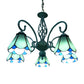 Arched Chandelier Lighting Fixture 5/6/8 Lights White/Blue Glass Tiffany Stylish Hanging Pendant for Bedroom 5 Blue Clearhalo 'Ceiling Lights' 'Chandeliers' 'Industrial' 'Middle Century Chandeliers' 'Tiffany Chandeliers' 'Tiffany close to ceiling' 'Tiffany' Lighting' 331477