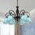 6 Lights Conical/Domed Chandelier Pendant Light Baroque White/Sky Blue/Dark Blue Glass Suspension Lighting for Bedroom Sky Blue Clearhalo 'Ceiling Lights' 'Chandeliers' 'Industrial' 'Middle Century Chandeliers' 'Tiffany Chandeliers' 'Tiffany close to ceiling' 'Tiffany' Lighting' 331494