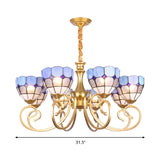 Bowl Chandelier Lighting Baroque Stained Art Glass 8 Lights Gold Down Lighting Pendant Clearhalo 'Ceiling Lights' 'Chandeliers' 'Industrial' 'Middle Century Chandeliers' 'Tiffany Chandeliers' 'Tiffany close to ceiling' 'Tiffany' Lighting' 331560