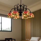 Cut Glass Floral Chandelier Pendant Light Victorian 6 Heads Black Ceiling Suspension Lamp for Living Room Clearhalo 'Ceiling Lights' 'Chandeliers' 'Industrial' 'Middle Century Chandeliers' 'Tiffany Chandeliers' 'Tiffany close to ceiling' 'Tiffany' Lighting' 331576