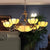 Blossom Yellow Glass Pendant Chandelier Baroque 8 Lights Black Drop Lamp for Bedroom Yellow Clearhalo 'Ceiling Lights' 'Chandeliers' 'Industrial' 'Middle Century Chandeliers' 'Tiffany Chandeliers' 'Tiffany close to ceiling' 'Tiffany' Lighting' 331611