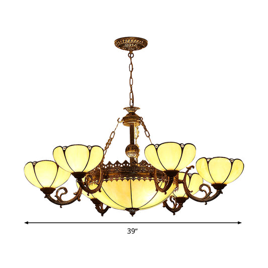 Blossom Yellow Glass Pendant Chandelier Baroque 8 Lights Black Drop Lamp for Bedroom Clearhalo 'Ceiling Lights' 'Chandeliers' 'Industrial' 'Middle Century Chandeliers' 'Tiffany Chandeliers' 'Tiffany close to ceiling' 'Tiffany' Lighting' 331615