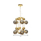 Global Living Room Hanging Lighting Amber/Smoke Gray Glass 10 Lights Contemporary LED Ceiling Chandelier Clearhalo 'Ceiling Lights' 'Chandeliers' 'Glass shade' 'Glass' 'Modern Chandeliers' 'Modern' Lighting' 331647