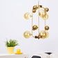 Global Living Room Hanging Lighting Amber/Smoke Gray Glass 10 Lights Contemporary LED Ceiling Chandelier Clearhalo 'Ceiling Lights' 'Chandeliers' 'Glass shade' 'Glass' 'Modern Chandeliers' 'Modern' Lighting' 331650