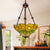 2 Lights Kitchen Ceiling Chandelier Mediterranean Red/Yellow/Orange with Flower Stained Glass Shade Yellow Clearhalo 'Ceiling Lights' 'Chandeliers' 'Industrial' 'Middle Century Chandeliers' 'Tiffany Chandeliers' 'Tiffany close to ceiling' 'Tiffany' Lighting' 331818