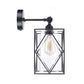 Black Caged Wall Lamp Industrial 1 Head Metal Wall Lighting with Inner Cylinder Clear Glass Shade, Direct Wired Electric/Plug In Electric Clearhalo 'Art deco wall lights' 'Cast Iron' 'Glass' 'Industrial wall lights' 'Industrial' 'Middle century wall lights' 'Modern' 'Rustic wall lights' 'Tiffany' 'Traditional wall lights' 'Wall Lamps & Sconces' 'Wall Lights' Lighting' 331842