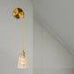 Gold 1 Head Wall Mounted Light Minimalism Clear Ribbed Glass Barrel/Bell/Drum Wall Lighting Fixture Clearhalo 'Wall Lamps & Sconces' 'Wall Lights' Lighting' 331860