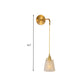 Gold 1 Head Wall Mounted Light Minimalism Clear Ribbed Glass Barrel/Bell/Drum Wall Lighting Fixture Clearhalo 'Wall Lamps & Sconces' 'Wall Lights' Lighting' 331871