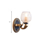 Traditionalist Bowl Wall Sconce Light 1/2 Bulbs Lattice Glass LED Wall Mounted Lamp in Brass for Bedroom Clearhalo 'Wall Lamps & Sconces' 'Wall Lights' Lighting' 331925