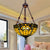 Petal Stained Art Glass Chandelier Light 2 Lights Red/Orange/Green Pendant Lighting Fixture for Bedroom Yellow Clearhalo 'Ceiling Lights' 'Chandeliers' 'Industrial' 'Middle Century Chandeliers' 'Tiffany Chandeliers' 'Tiffany close to ceiling' 'Tiffany' Lighting' 331959