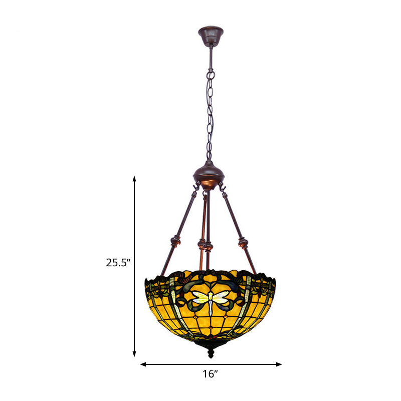 Petal Stained Art Glass Chandelier Light 2 Lights Red/Orange/Green Pendant Lighting Fixture for Bedroom Clearhalo 'Ceiling Lights' 'Chandeliers' 'Industrial' 'Middle Century Chandeliers' 'Tiffany Chandeliers' 'Tiffany close to ceiling' 'Tiffany' Lighting' 331961