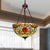 2 Lights Flower Bush Chandelier Lamp Tiffany Stylish Red/Yellow/Purple Stained Glass Pendant Light Red Clearhalo 'Ceiling Lights' 'Chandeliers' 'Industrial' 'Middle Century Chandeliers' 'Tiffany Chandeliers' 'Tiffany close to ceiling' 'Tiffany' Lighting' 332065