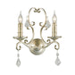 Rust/Aged Silver 1/2 Lights Sconce Light Fixture Traditional Crystal Candlestick Wall Lamp for Living Room 2.0 Aged Silver Clearhalo 'Wall Lamps & Sconces' 'Wall Lights' Lighting' 332133