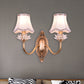 2 Heads Crystal Wall Lamp Traditional Brass Scalloped Living Room LED Wall Sconce Light Clearhalo 'Wall Lamps & Sconces' 'Wall Lights' Lighting' 332143