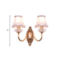 2 Heads Crystal Wall Lamp Traditional Brass Scalloped Living Room LED Wall Sconce Light Clearhalo 'Wall Lamps & Sconces' 'Wall Lights' Lighting' 332146