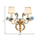 Blue Curved Arm Wall Light Fixture Countryside Metal 2 Lights Living Room Sconce with/without Shade Clearhalo 'Wall Lamps & Sconces' 'Wall Lights' Lighting' 332170
