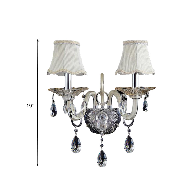 Bell Crystal Wall Lighting Fixture Retro 1/2 Lights Living Room LED Wall Sconce Light in Chrome Clearhalo 'Wall Lamps & Sconces' 'Wall Lights' Lighting' 332184