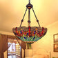 Stained Glass Red/Green/Purple Pendant Chandelier Dragonfly 2 Lights Mediterranean Suspension Lamp Green Clearhalo 'Ceiling Lights' 'Chandeliers' Lighting' options 332255_3edf18e7-10f6-416f-86bf-4fe7312c6ea8