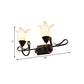 Contemporary 2/3 Heads Vanity Light with Frosted Glass Shade Black Finish Petal Wall Lighting Fixture Clearhalo 'Vanity Lights' 'Wall Lights' Lighting' 332294