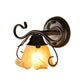 Floral Yellow Glass Vanity Wall Sconce Modern Stylish 1/2/3-Light Black Finish Wall Mount Lighting Clearhalo 'Vanity Lights' 'Wall Lights' Lighting' 332322
