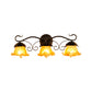 Floral Yellow Glass Vanity Wall Sconce Modern Stylish 1/2/3-Light Black Finish Wall Mount Lighting Clearhalo 'Vanity Lights' 'Wall Lights' Lighting' 332332