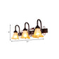2/3 Bulbs Flower Vanity Mirror Light Traditional Style Red Brown Sconce Light with Petal Amber Glass Shade Clearhalo 'Vanity Lights' 'Wall Lights' Lighting' 332352