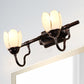 Floral Shade Sconce Light Fixture Modernist Style Opal Glass 2/3 Heads Coffee Shop Wall Vanity Light in Black Clearhalo 'Vanity Lights' 'Wall Lights' Lighting' 332379