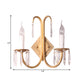 Metallic Candle-Style Wall Lighting Fixture Rustic 2 Lights Dining Room Sconce in Gold with Crystal Droplet Clearhalo 'Wall Lamps & Sconces' 'Wall Lights' Lighting' 332617