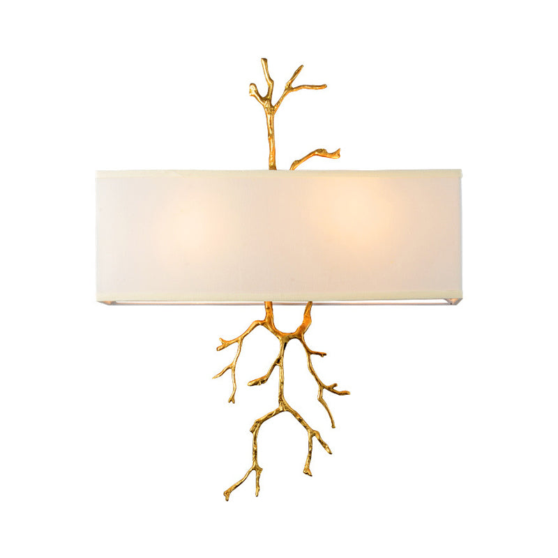 Black/White 2 Lights Wall Mounted Lighting Traditional-Style Fabric Rectangle Sconce Light Clearhalo 'Wall Lamps & Sconces' 'Wall Lights' Lighting' 332678