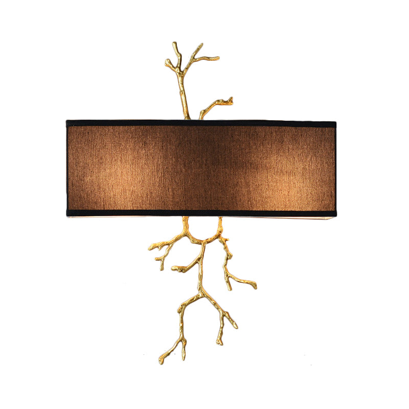 Black/White 2 Lights Wall Mounted Lighting Traditional-Style Fabric Rectangle Sconce Light Clearhalo 'Wall Lamps & Sconces' 'Wall Lights' Lighting' 332681