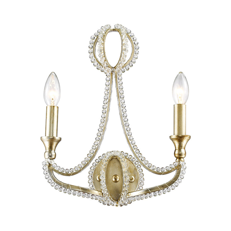2 Lights Wall Lamp Traditional-Style Candelabra Metal Sconce Light in Gold for Living Room Clearhalo 'Wall Lamps & Sconces' 'Wall Lights' Lighting' 332732