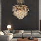 Crystal Tiered Chandelier Lighting Contemporary 8 Heads Gold Ceiling Pendant Light for Living Room Clearhalo 'Ceiling Lights' 'Chandeliers' 'Modern Chandeliers' 'Modern' Lighting' 332736