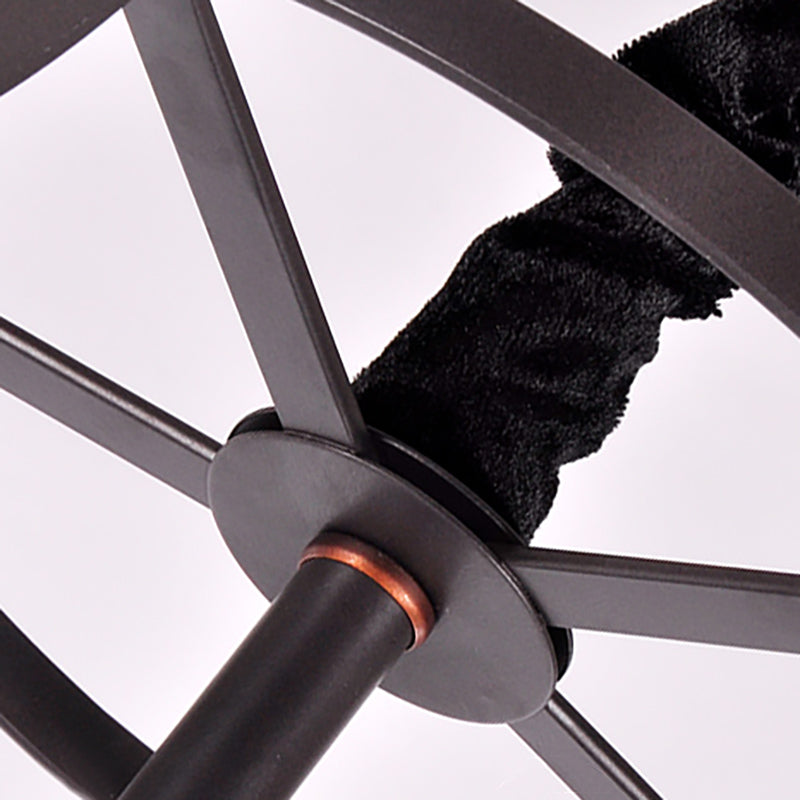 5 Bulbs Dining Room Chandelier Lamp Contemporary Black Finish Suspension Lighting with Opal Glass Bowl Shade Clearhalo 'Ceiling Lights' 'Chandeliers' 'Glass shade' 'Glass' Lighting' 332786