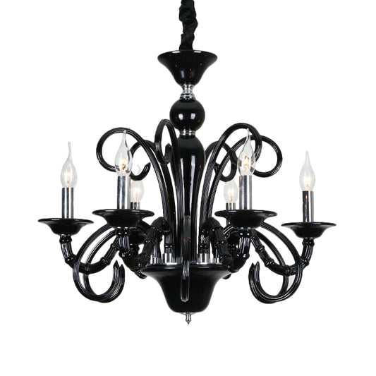 Candle Metallic Hanging Chandelier Light Industrial Style 6/8 Bulbs Black Finish Suspension Light for Living Room Clearhalo 'Ceiling Lights' 'Chandeliers' Lighting' options 332801