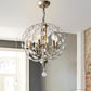Aged Silver Spherical Chandelier Lighting Traditional 6 Heads Crystal Pendant Light Fixture with Adjustable Metal Chain Clearhalo 'Ceiling Lights' 'Chandeliers' Lighting' options 332835