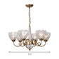 Brass Bowl Pendant Chandelier Contemporary 6 Heads Clear Glass Ceiling Hanging Light with Curved Metal Arm Clearhalo 'Ceiling Lights' 'Chandeliers' 'Modern Chandeliers' 'Modern' Lighting' 333008