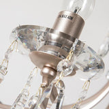 Crystal Droplet Chandelier Lamp Modern 6 Heads Satin Nickel Suspension Pendant Light for Bedroom Clearhalo 'Ceiling Lights' 'Chandeliers' 'Modern Chandeliers' 'Modern' Lighting' 333025