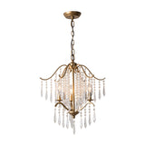 Waterfall Chandelier Lighting Modernism Crystal 3/4 Bulbs Brass Ceiling Hanging Light, 18.5"/22.5" Wide Clearhalo 'Ceiling Lights' 'Chandeliers' 'Modern Chandeliers' 'Modern' Lighting' 333038
