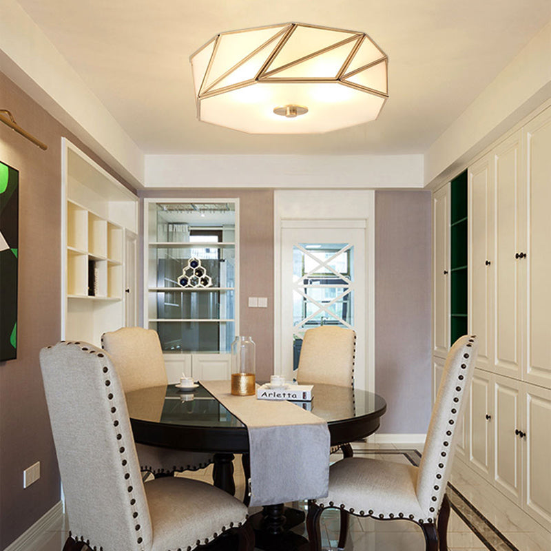 Drum Opal Glass Flush Mount Lamp Classic 3/4/6 Lights Bedroom Ceiling Mounted Fixture in Brass Clearhalo 'Ceiling Lights' 'Close To Ceiling Lights' 'Close to ceiling' 'Flush mount' Lighting' 333047