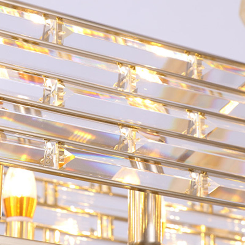 6 Heads Round Ceiling Chandelier Contemporary Crystal Hanging Light Fixture in Brass Clearhalo 'Ceiling Lights' 'Chandeliers' 'Modern Chandeliers' 'Modern' Lighting' 333142