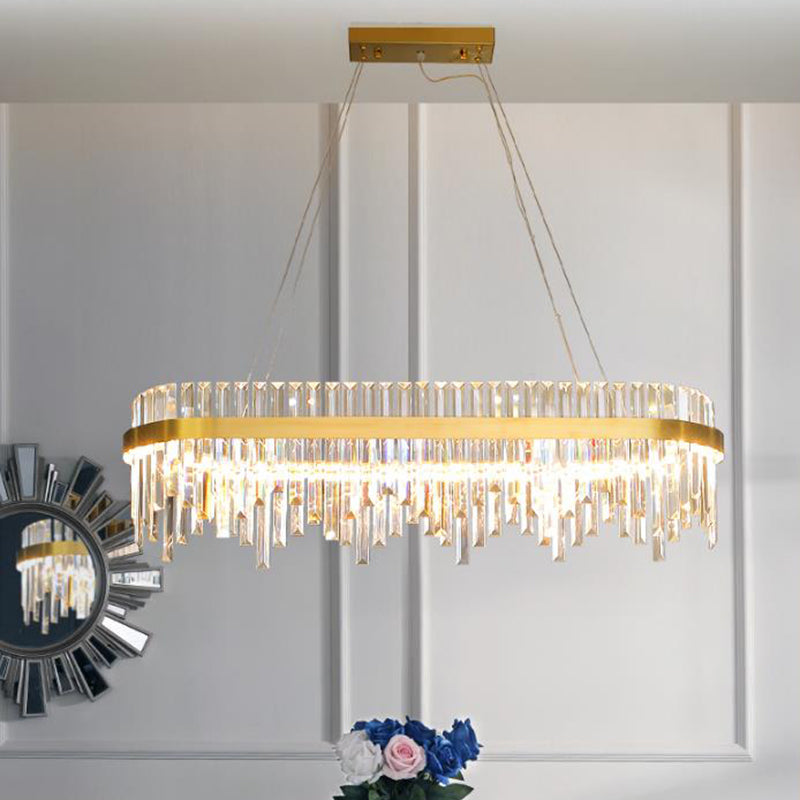 1-Tier Chandelier Lamp Modernist Crystal LED Gold Ceiling Pendant Light for Dining Room Gold Clearhalo 'Ceiling Lights' 'Chandeliers' 'Modern Chandeliers' 'Modern' Lighting' 333143