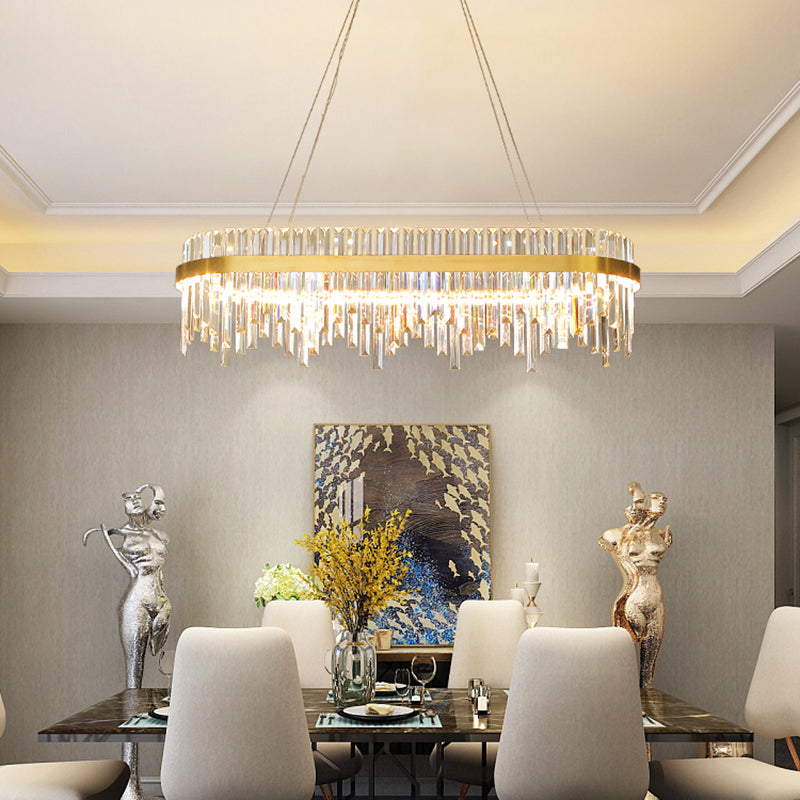 1-Tier Chandelier Lamp Modernist Crystal LED Gold Ceiling Pendant Light for Dining Room Clearhalo 'Ceiling Lights' 'Chandeliers' 'Modern Chandeliers' 'Modern' Lighting' 333145