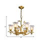 Petal Dining Room Ceiling Lamp Clear Textured Glass 6/8 Bulbs Retro Stylish Chandelier Light Fixture in Gold Finish Clearhalo 'Ceiling Lights' 'Chandeliers' 'Close To Ceiling Lights' 'Glass shade' 'Glass' 'Pendant Lights' Lighting' 333152