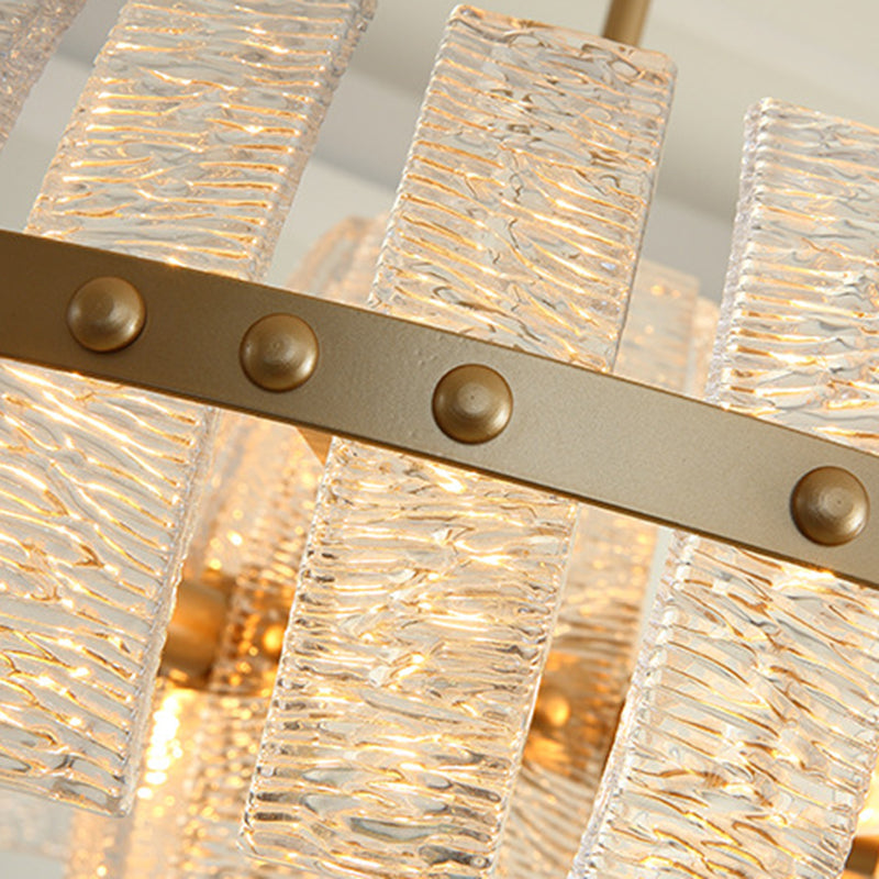 Round Chandelier Lamp Modern Crystal 6/8 Heads Brass Hanging Ceiling Light, 23.5"/31.5" Wide Clearhalo 'Ceiling Lights' 'Chandeliers' 'Modern Chandeliers' 'Modern' Lighting' 333199