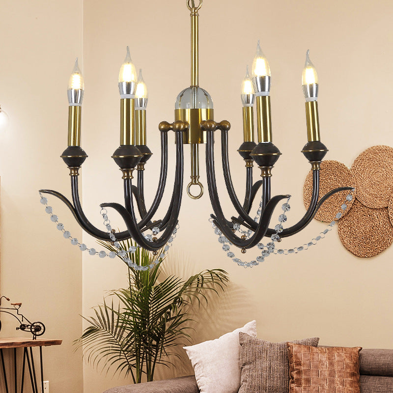 Open Bulb Suspension Lighting Traditional Metal 6/8 Lights Gold Finish Chandelier Pendant Light with Clear Crystal Deco Clearhalo 'Ceiling Lights' 'Chandeliers' Lighting' options 333213