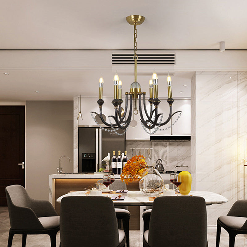 Open Bulb Suspension Lighting Traditional Metal 6/8 Lights Gold Finish Chandelier Pendant Light with Clear Crystal Deco Clearhalo 'Ceiling Lights' 'Chandeliers' Lighting' options 333214