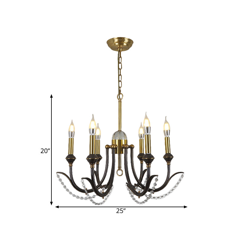 Open Bulb Suspension Lighting Traditional Metal 6/8 Lights Gold Finish Chandelier Pendant Light with Clear Crystal Deco Clearhalo 'Ceiling Lights' 'Chandeliers' Lighting' options 333216